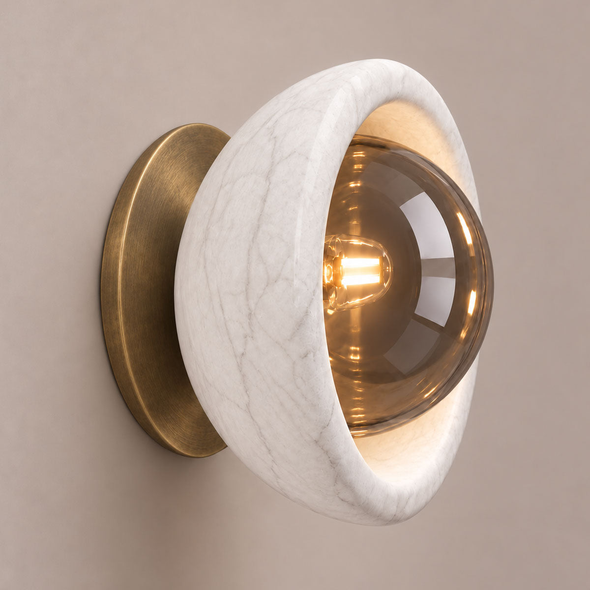 Speros Sitola White Marble G9 Stone Bowl Wall Light