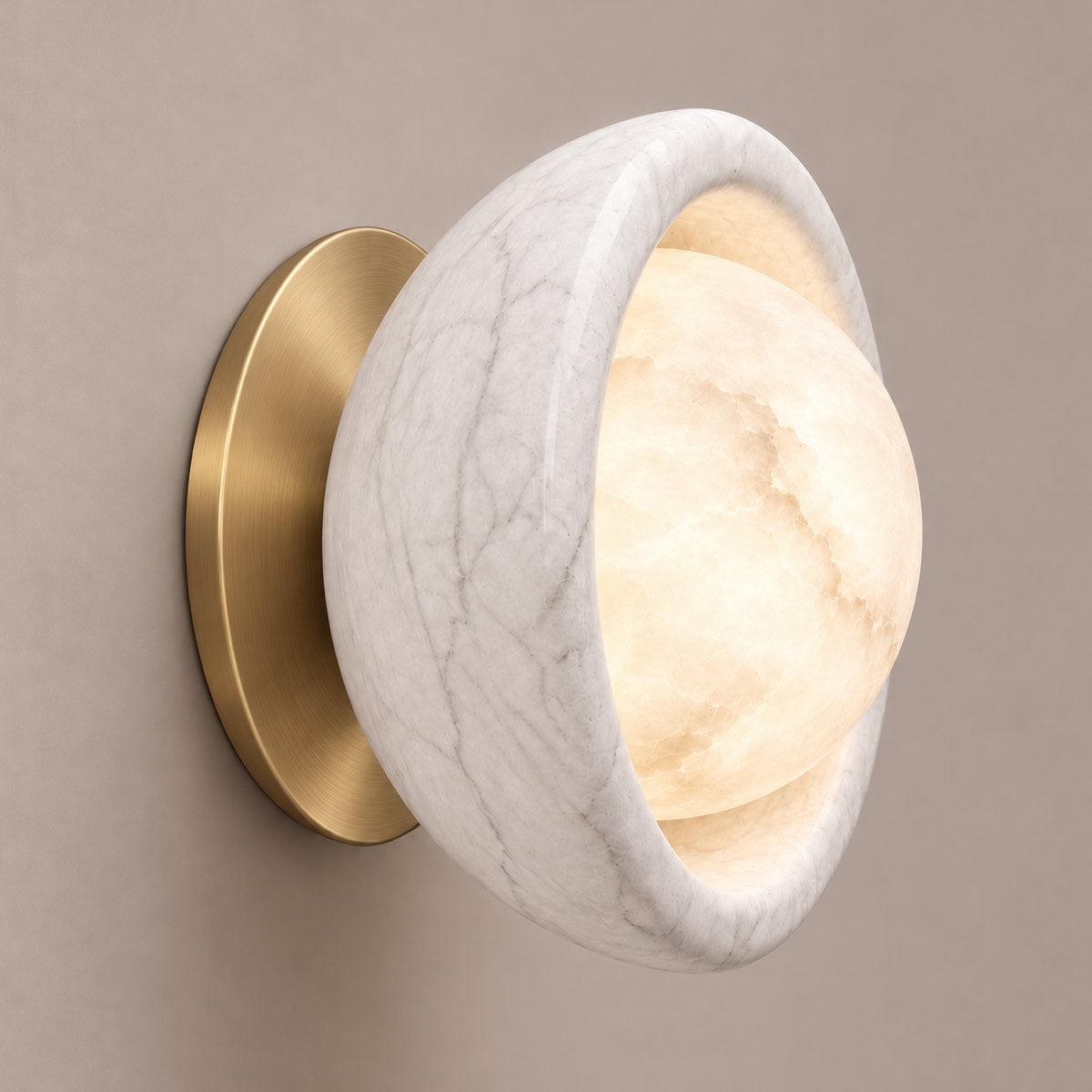 Speros Sitola White Marble G9 Stone Bowl Wall Light