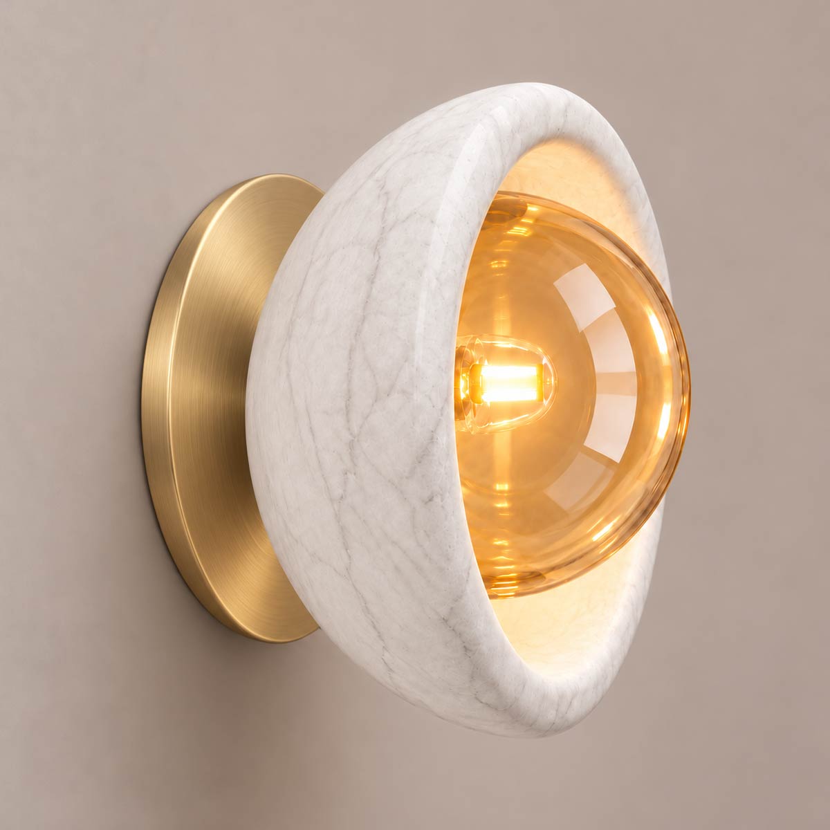 Speros Sitola White Marble G9 Stone Bowl Wall Light