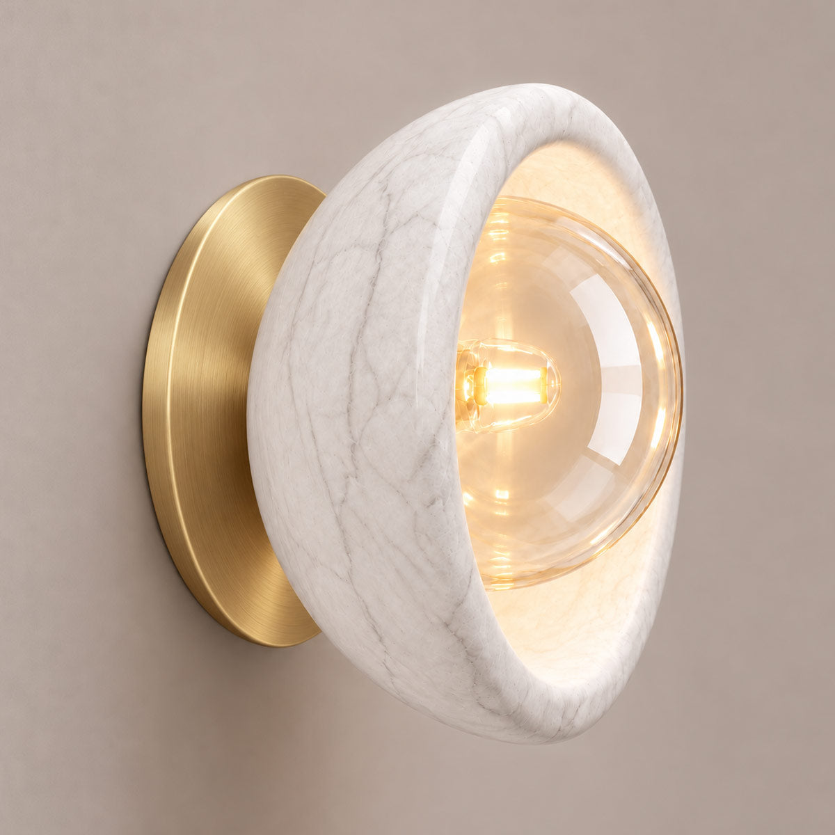 Speros Sitola White Marble G9 Stone Bowl Wall Light