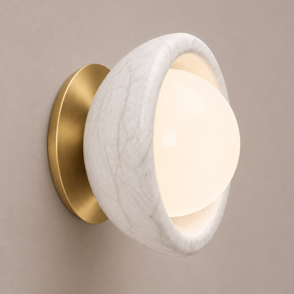 Speros Sitola White Marble G9 Stone Bowl Wall Light