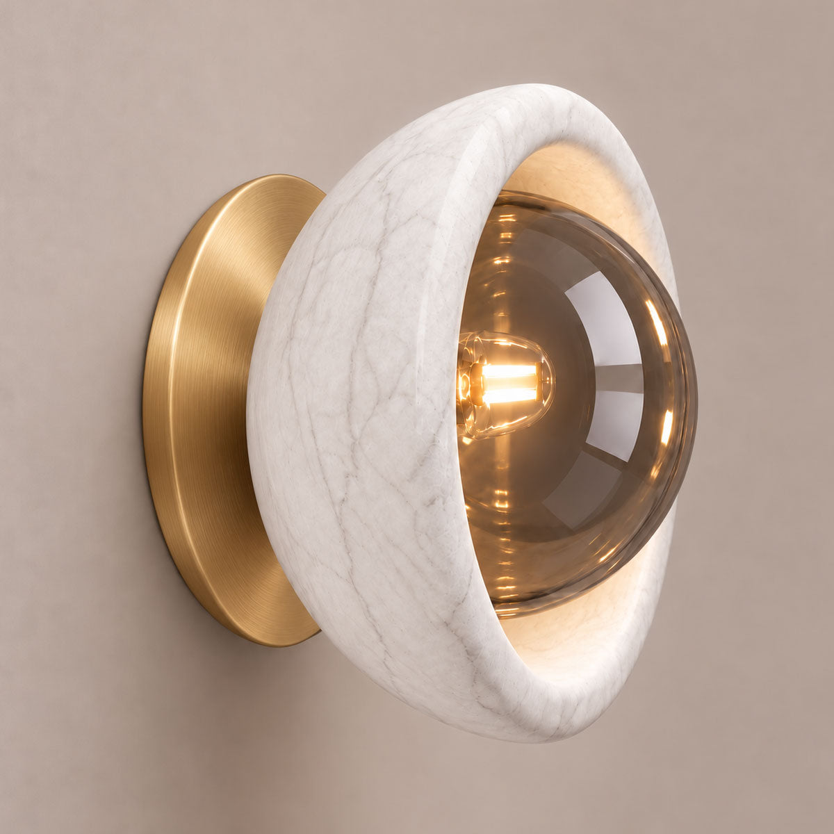 Speros Sitola White Marble G9 Stone Bowl Wall Light