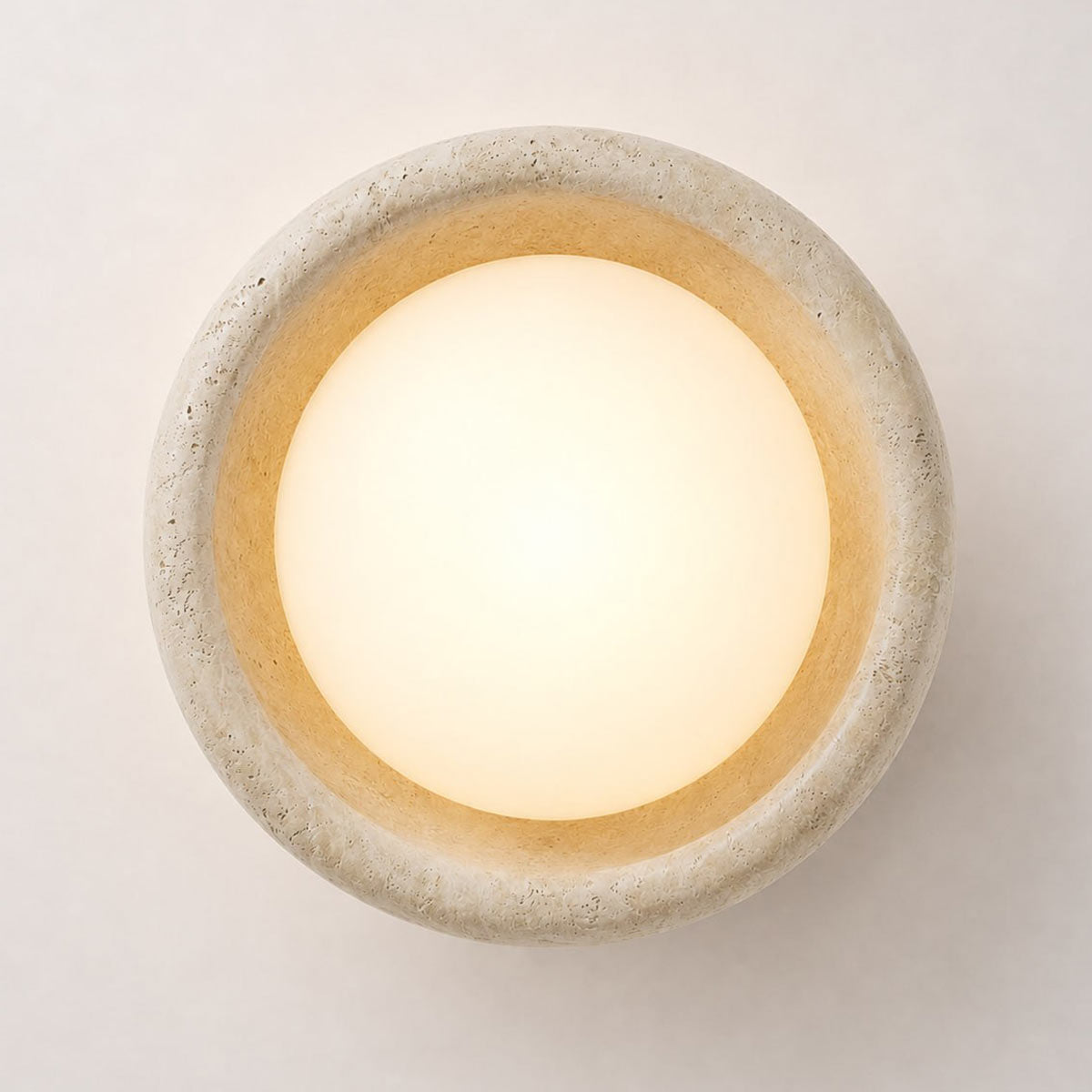 Speros Sitola Beige Travertine G9 Stone Bowl Wall Light