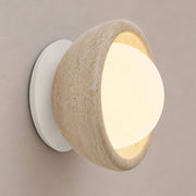 Speros Sitola Beige Travertine G9 Stone Bowl Wall Light