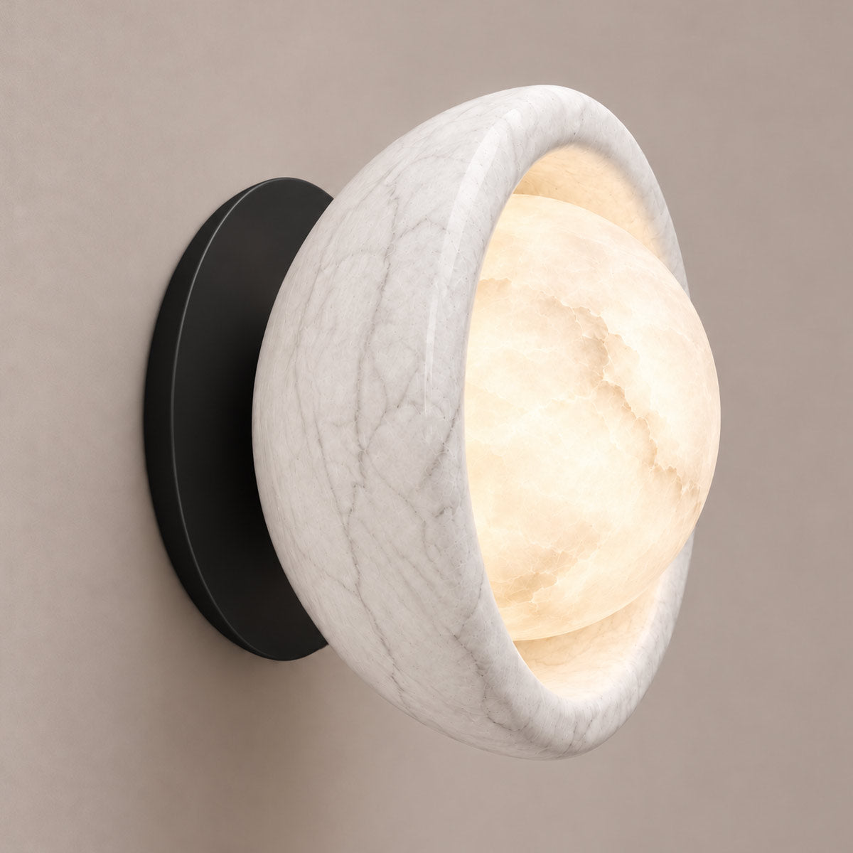 Speros Sitola White Marble G9 Stone Bowl Wall Light