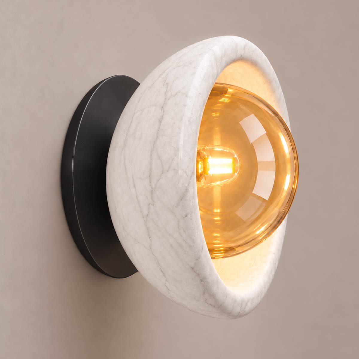 Speros Sitola White Marble G9 Stone Bowl Wall Light