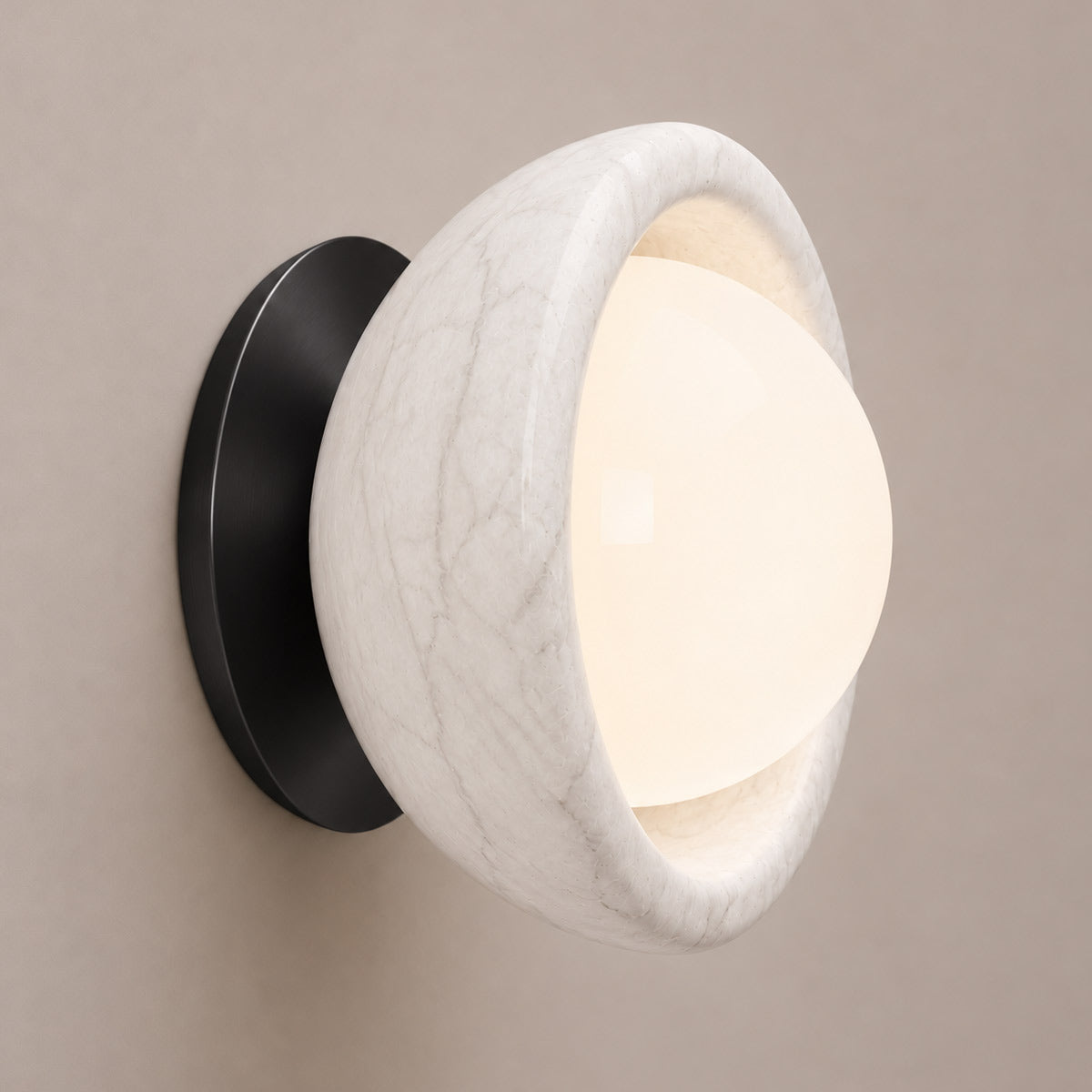 Speros Sitola White Marble G9 Stone Bowl Wall Light
