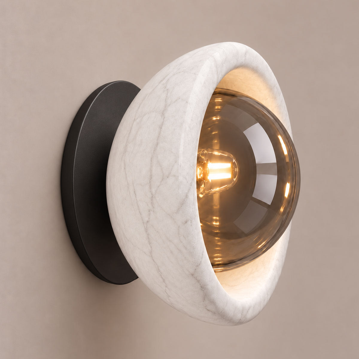 Speros Sitola White Marble G9 Stone Bowl Wall Light
