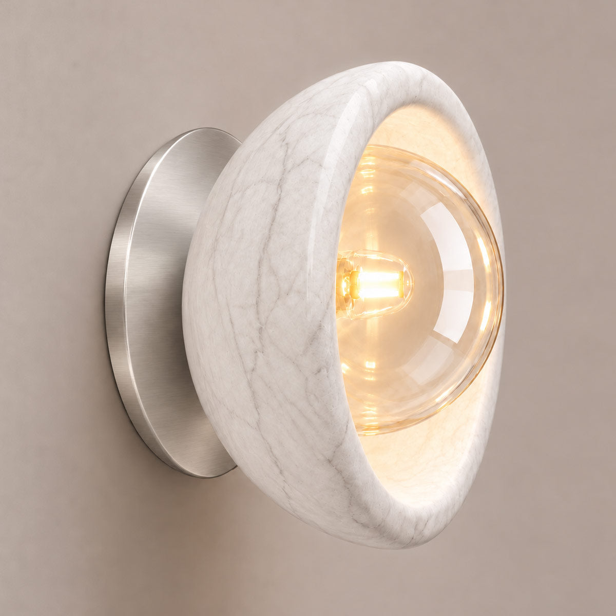 Speros Sitola White Marble G9 Stone Bowl Wall Light