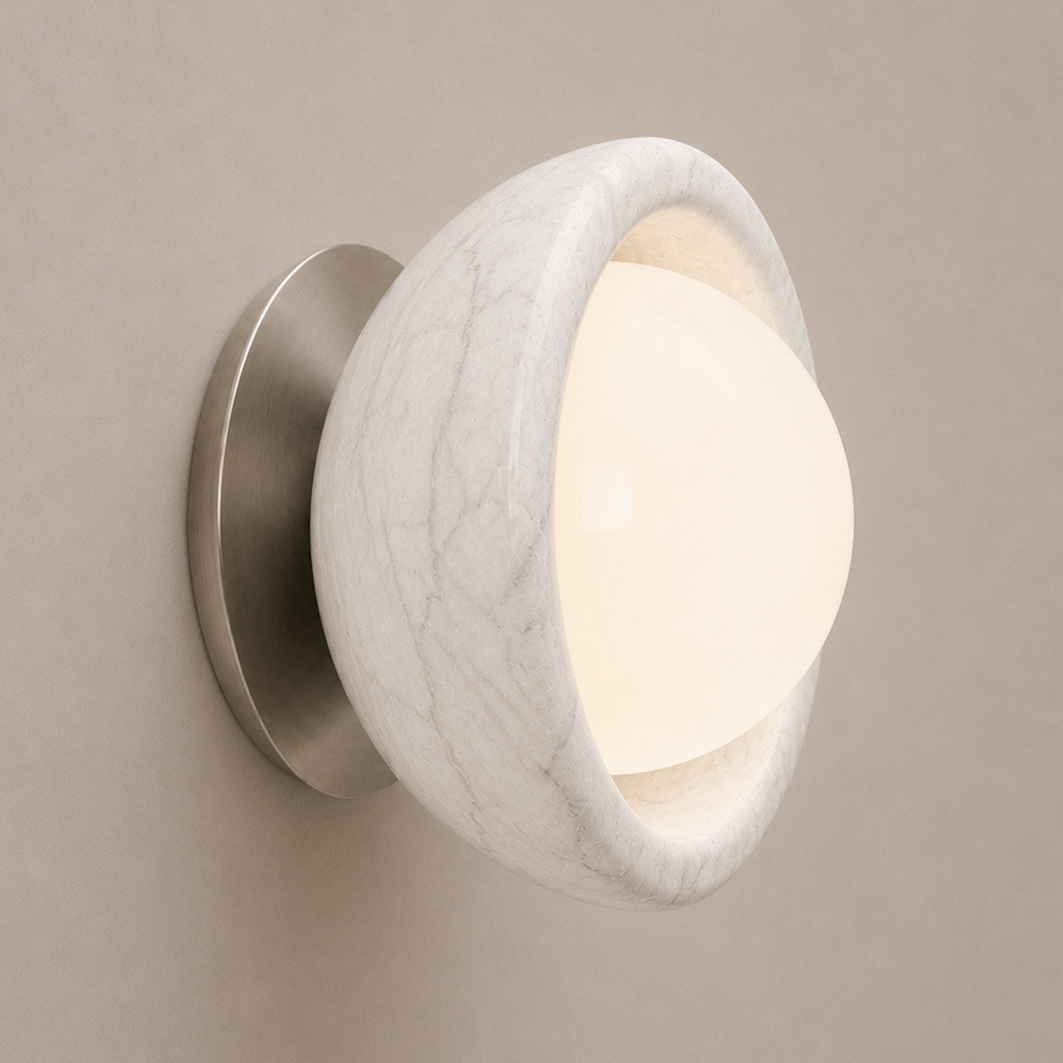 Speros Sitola White Marble G9 Stone Bowl Wall Light