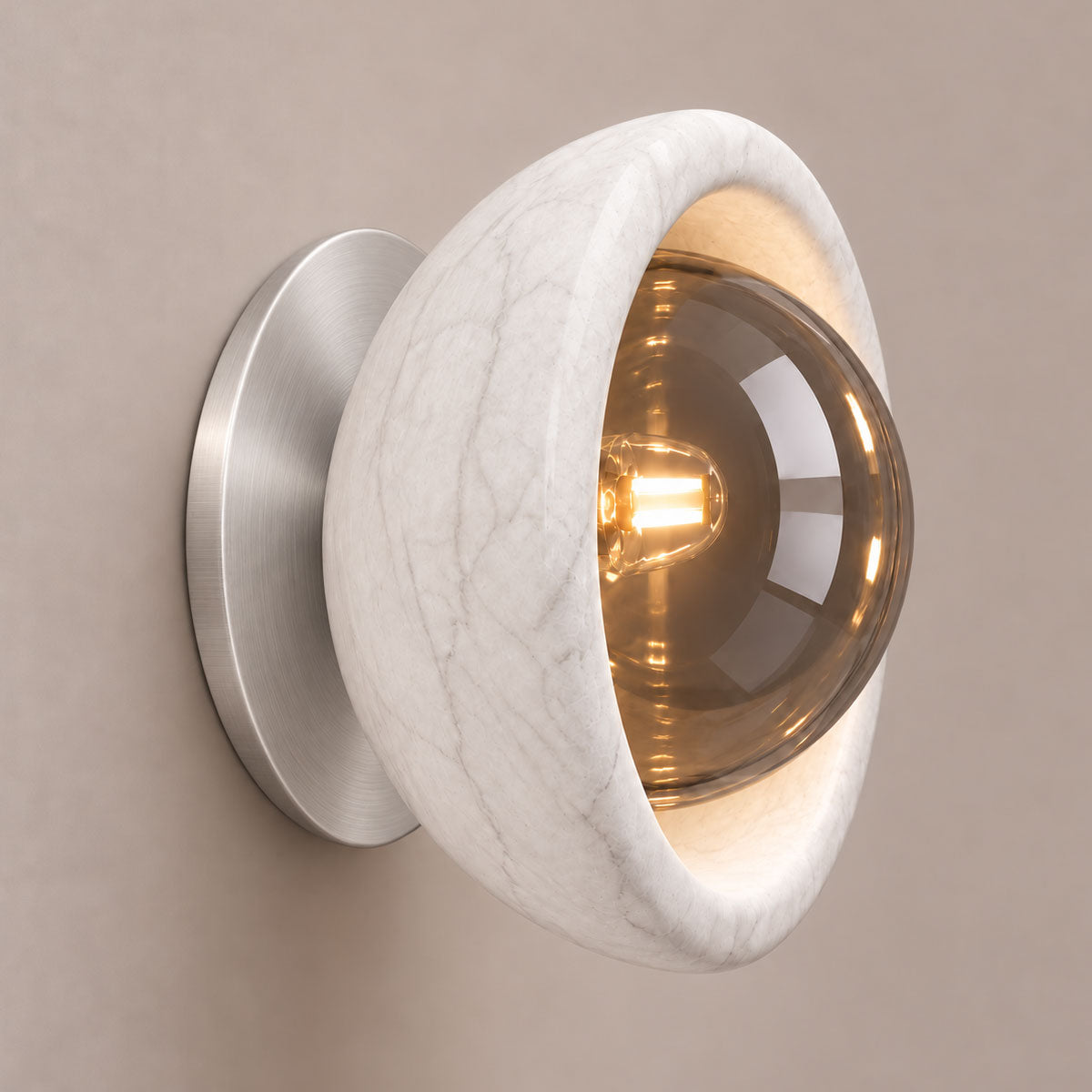 Speros Sitola White Marble G9 Stone Bowl Wall Light