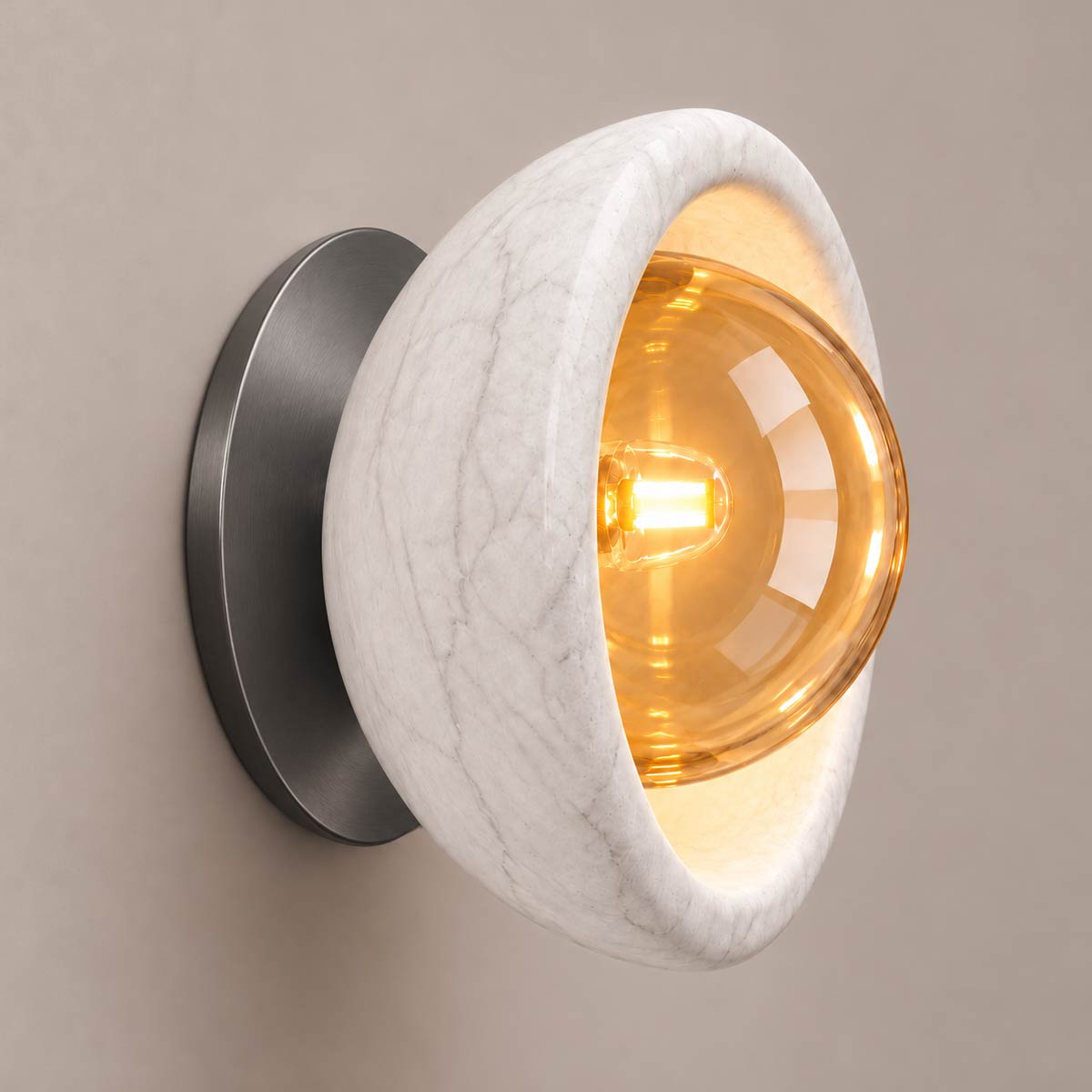 Speros Sitola White Marble G9 Stone Bowl Wall Light