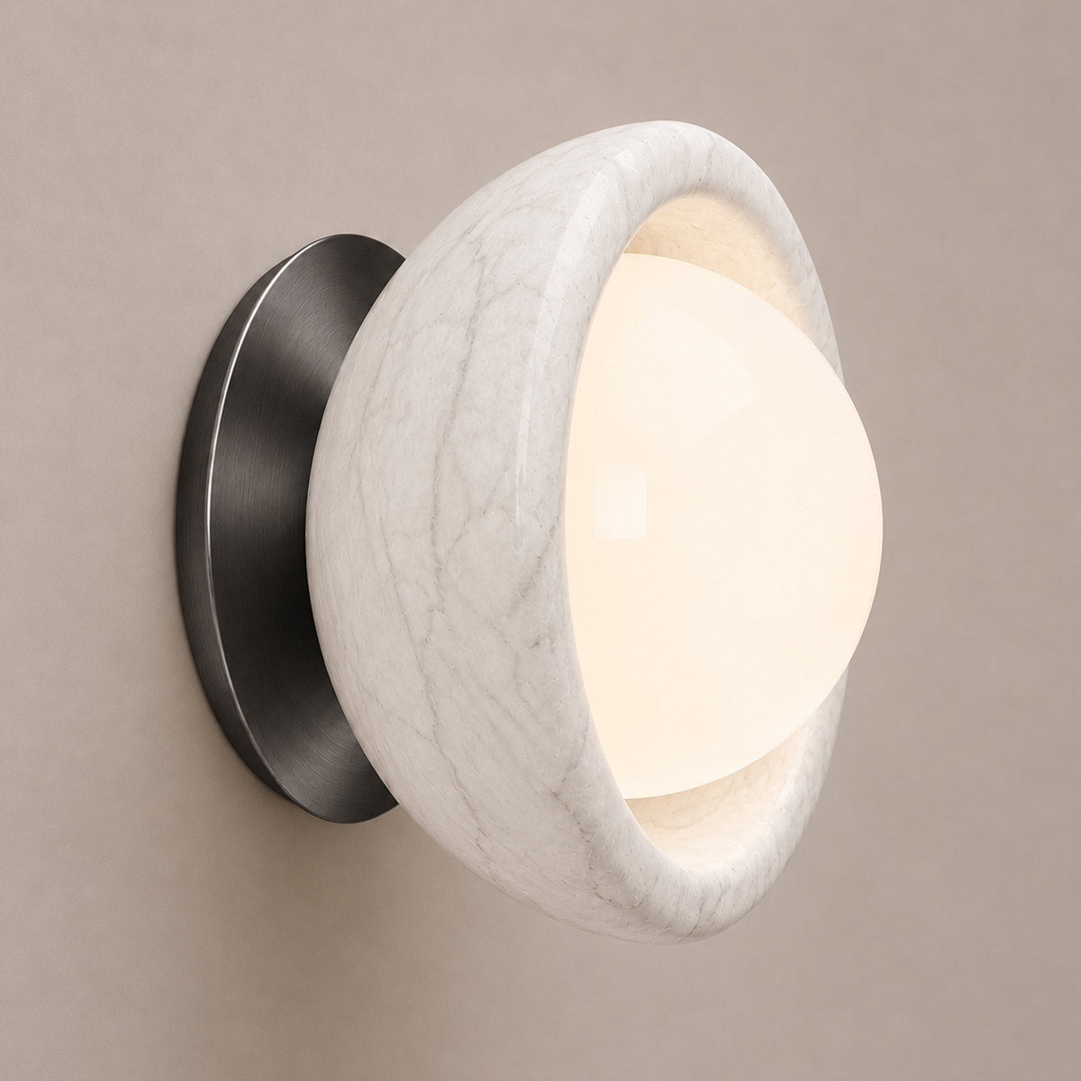 Speros Sitola White Marble G9 Stone Bowl Wall Light