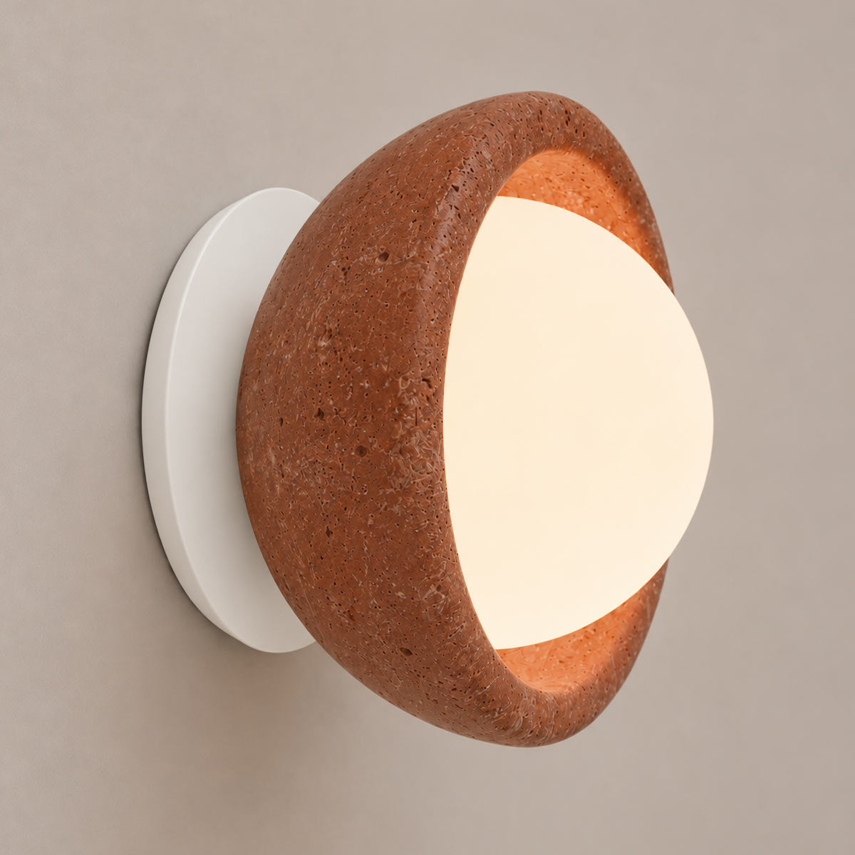 Speros Sitola Red Travertine G9 Stone Bowl Wall Light