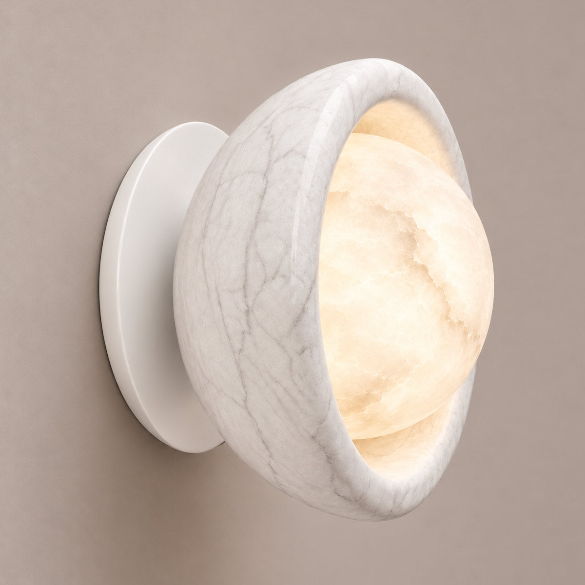 Speros Sitola White Marble G9 Stone Bowl Wall Light