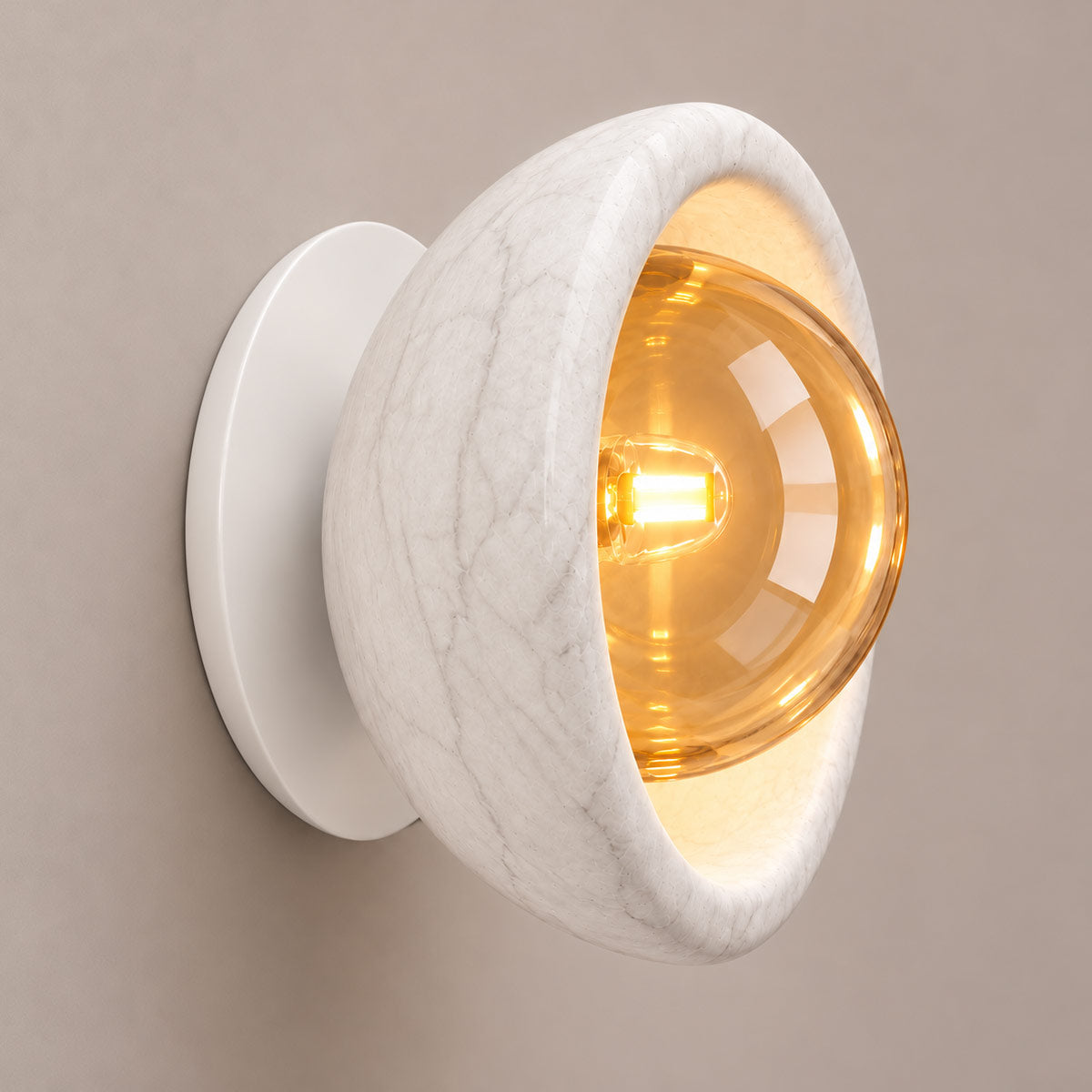 Speros Sitola White Marble G9 Stone Bowl Wall Light