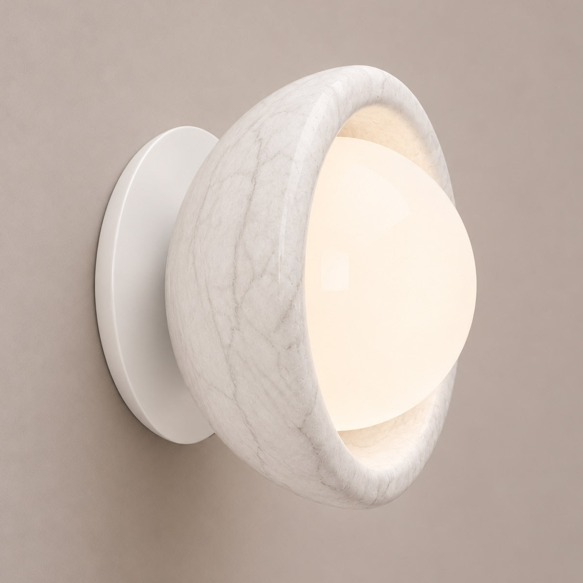 Speros Sitola White Marble G9 Stone Bowl Wall Light