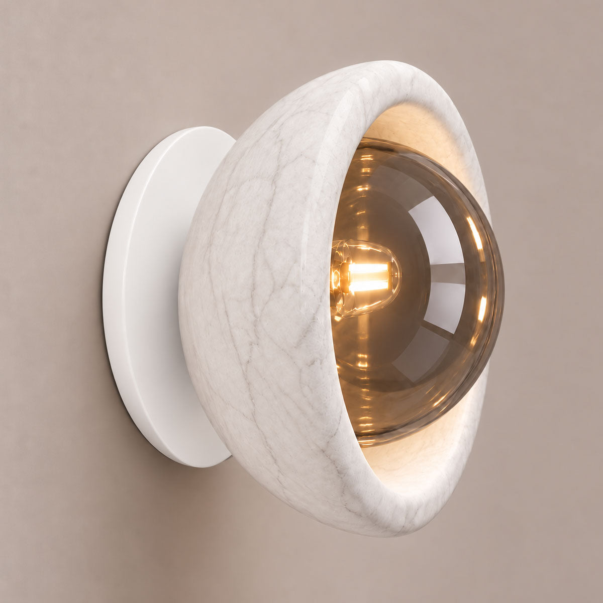 Speros Sitola White Marble G9 Stone Bowl Wall Light