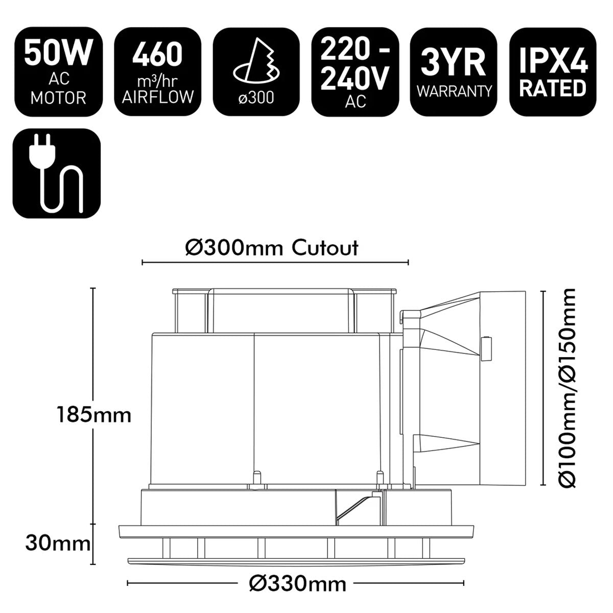 Talon Promax 330mm Exhaust Fan -  Effective Ventilation