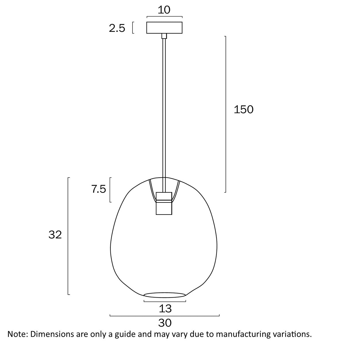 Rana Teardrop Shaped Pendant Light with Steel Frame