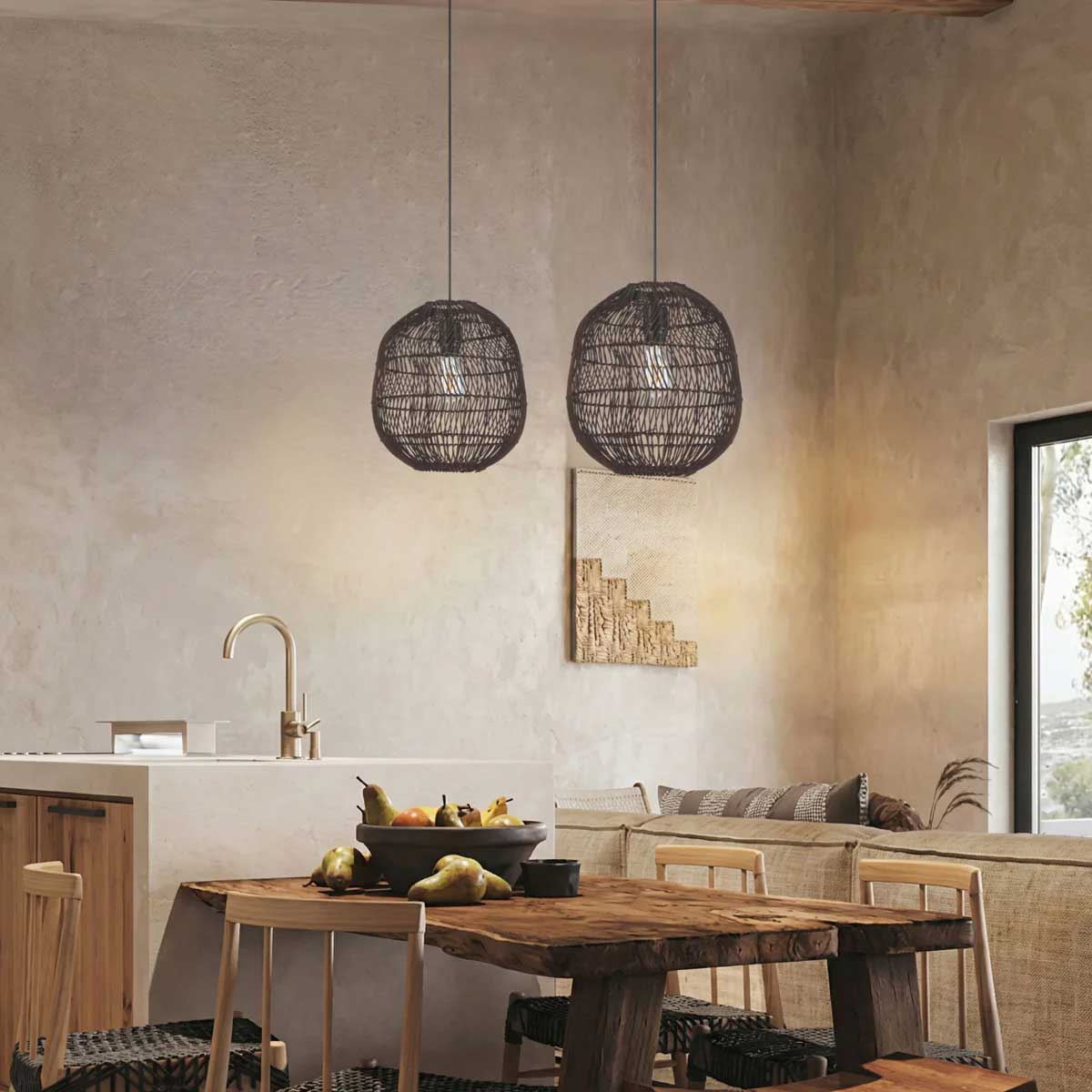 Rana Teardrop Shaped Pendant Light with Steel Frame