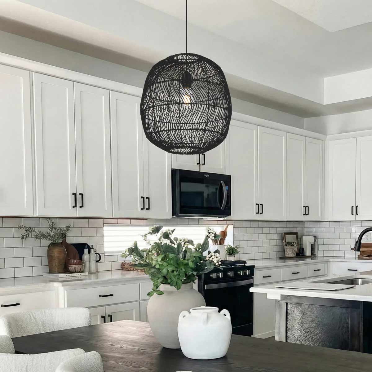 Rana Teardrop Shaped Pendant Light with Steel Frame