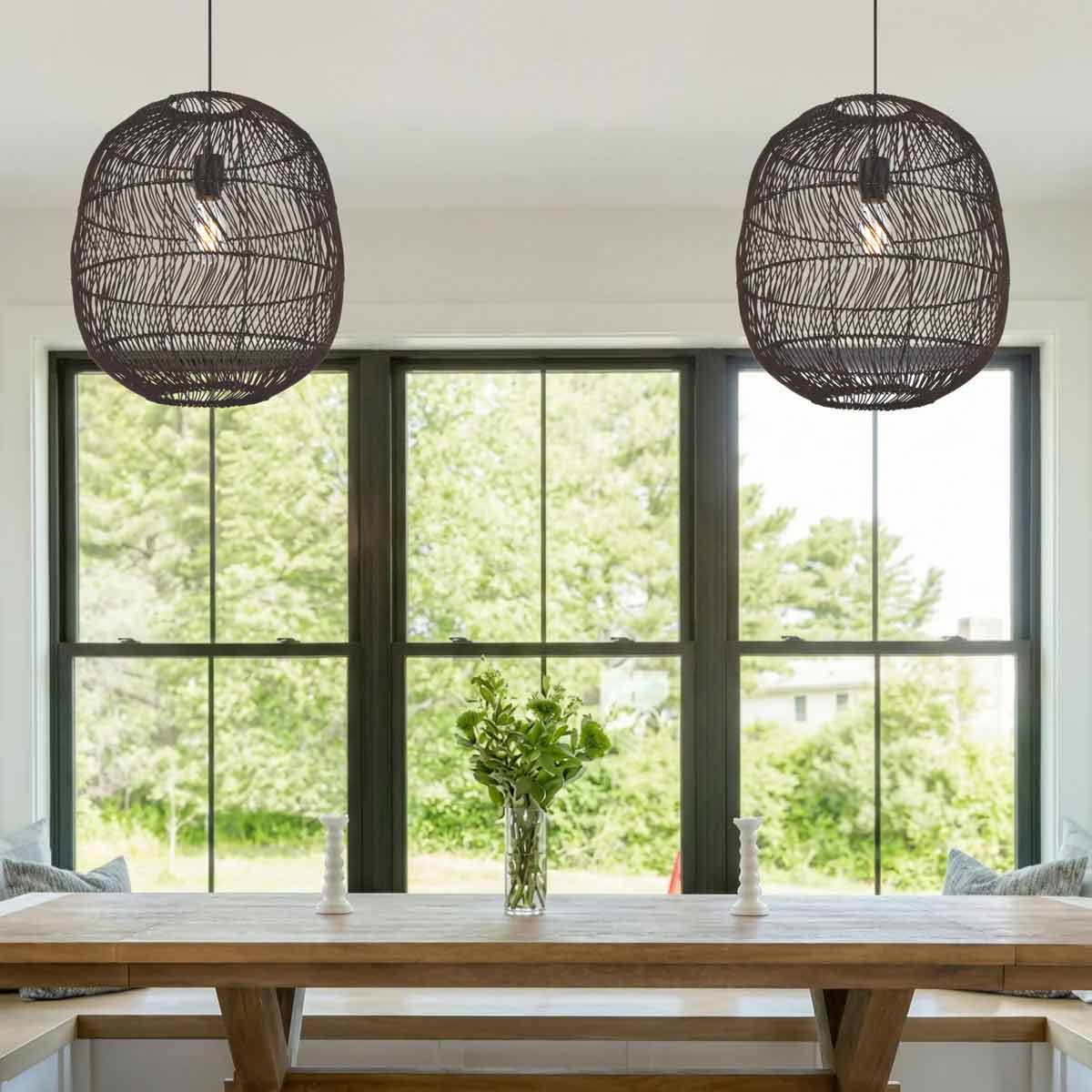 Rana Teardrop Shaped Pendant Light with Steel Frame