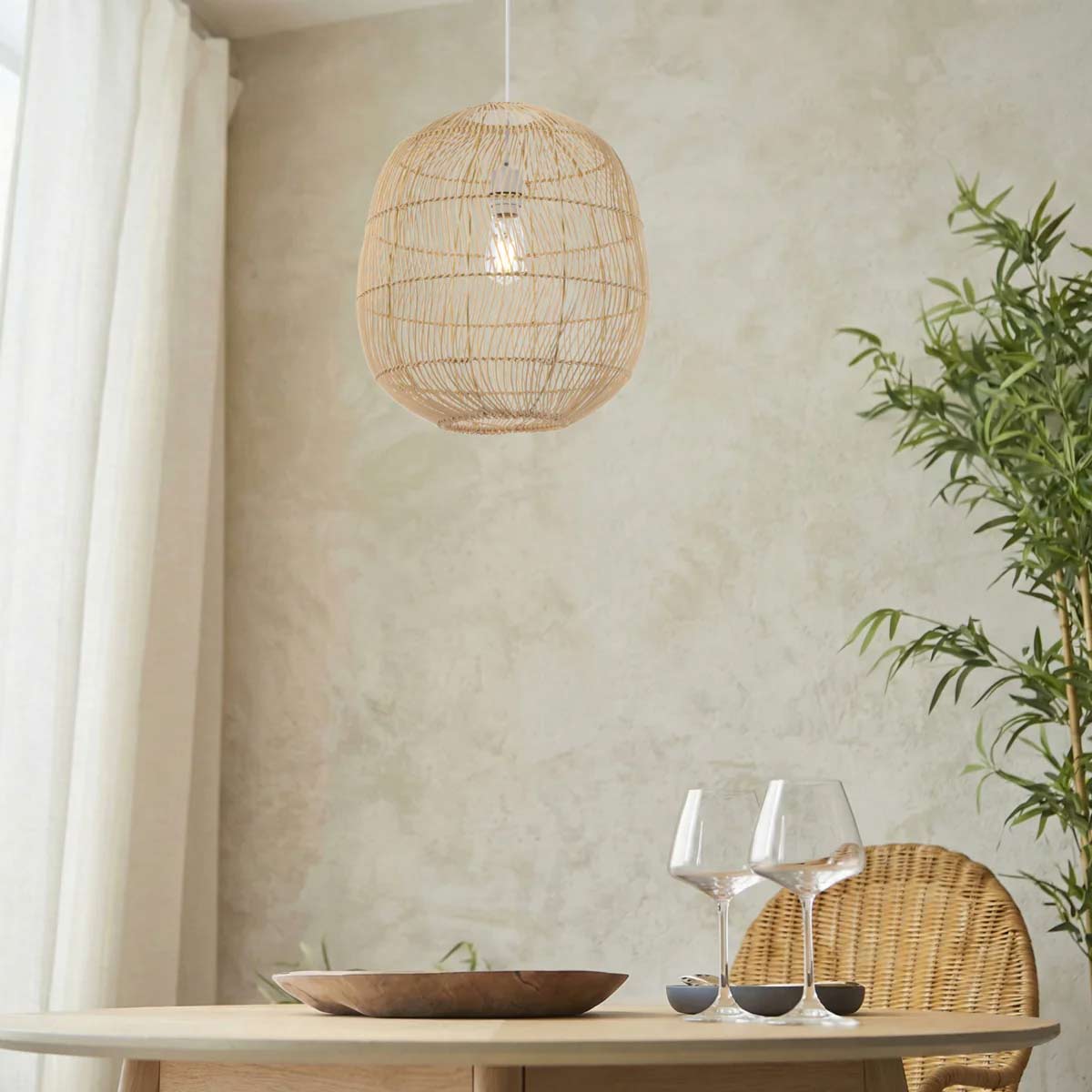 Rana Teardrop Shaped Pendant Light with Steel Frame