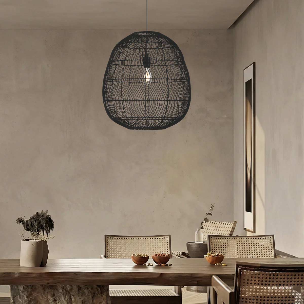 Rana Teardrop Shaped Pendant Light with Steel Frame