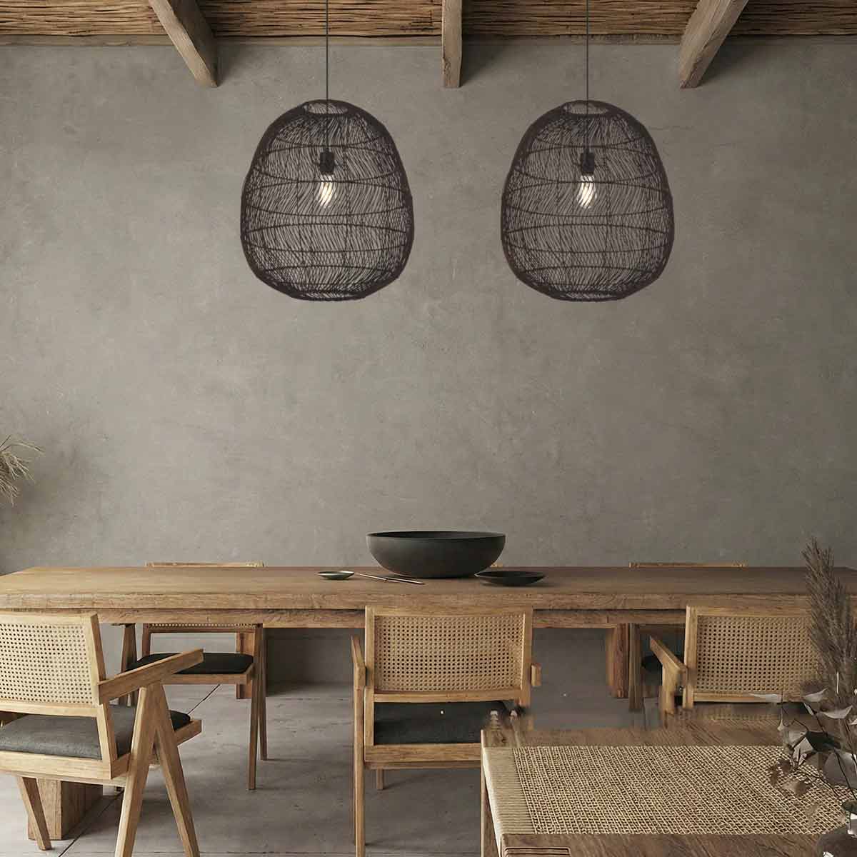 Rana Teardrop Shaped Pendant Light with Steel Frame