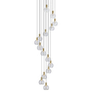 Terque 15 Light LED Dimmable Glass Dome Cluster Pendant - Brass