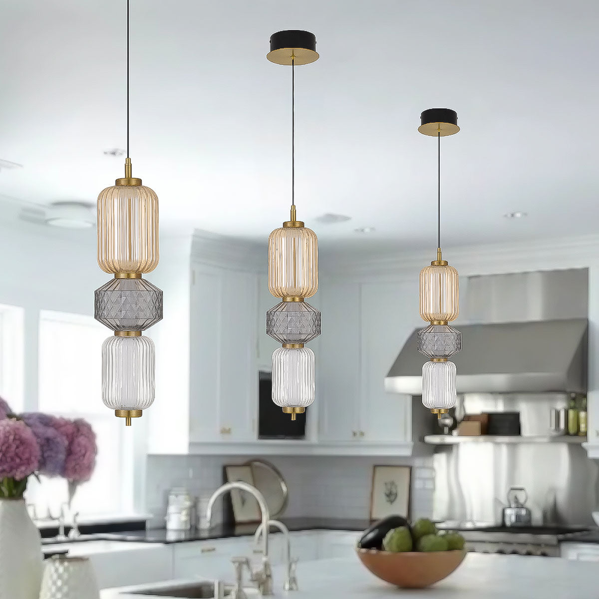 Torso 3-Light Pendant with Integrated LED Lighting