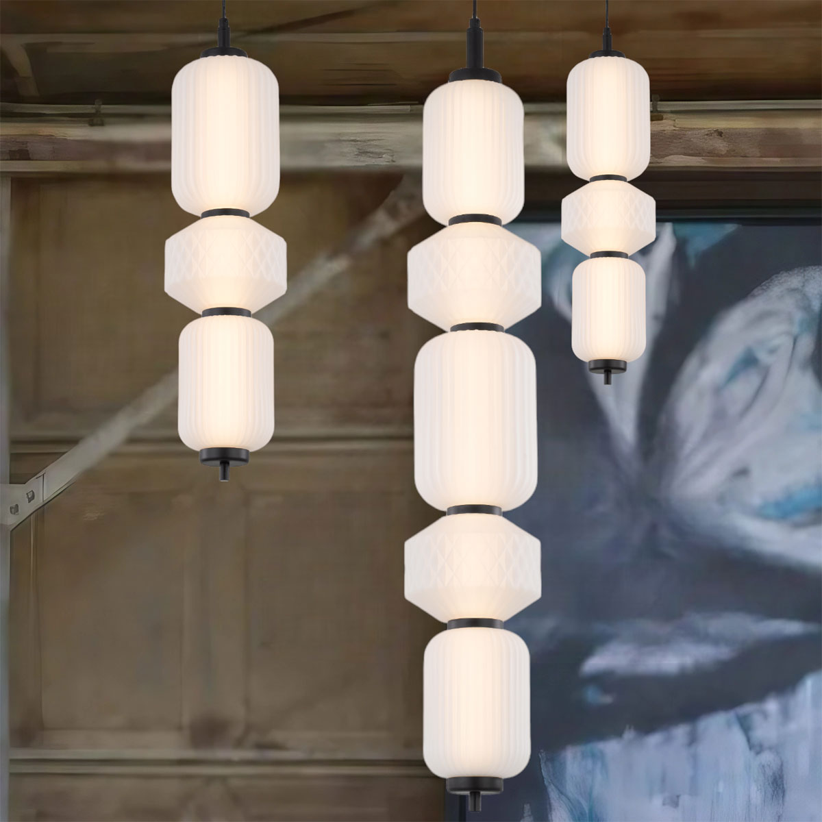 Torso 3-Light Pendant with Integrated LED Lighting