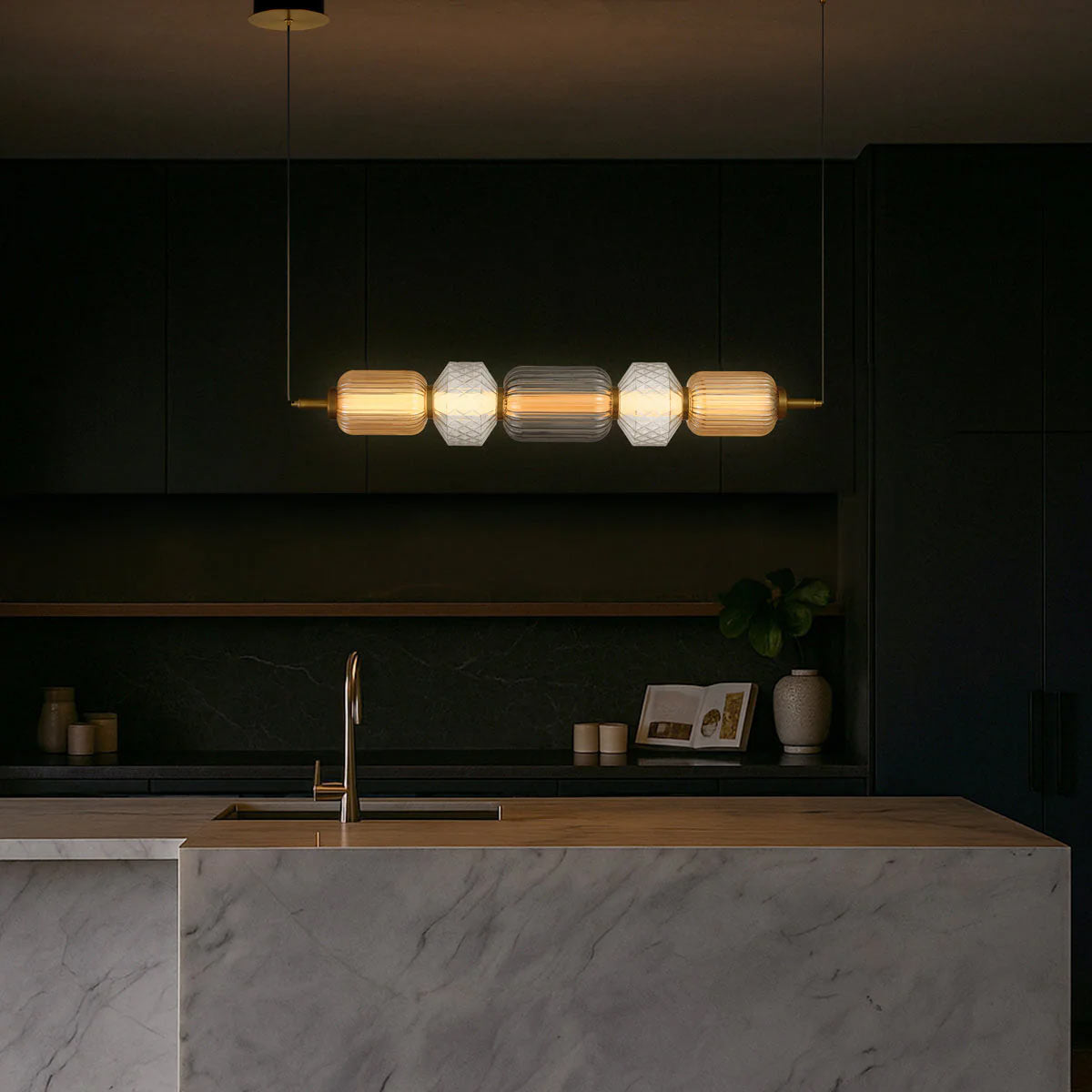 Lighting Torso 5-Light 22W LED Iron & Glass Lantern Style Pendant Light