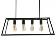 Trapezio 4 Light Black Metal Pendant Light