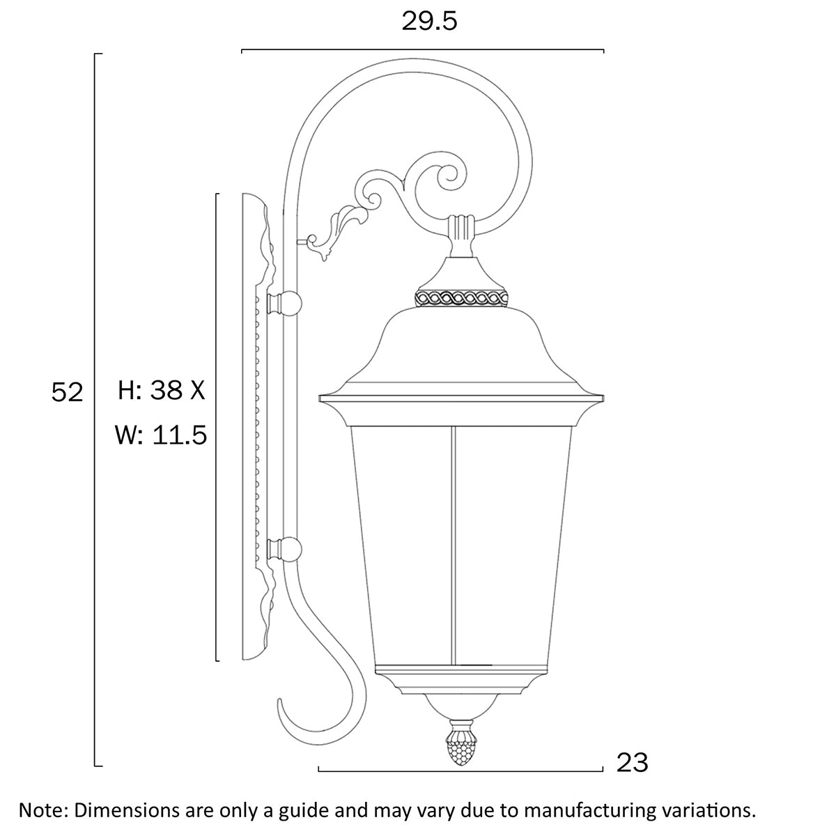 Tremont Exterior Wall Lamp with Brass or Black Finish