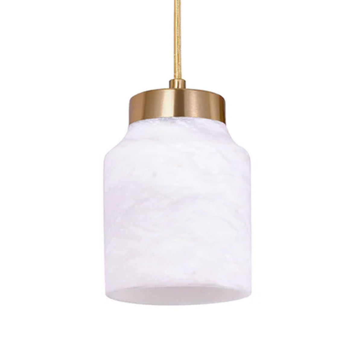 Tufo Jar Pendant Light - White Alabaster with Brass