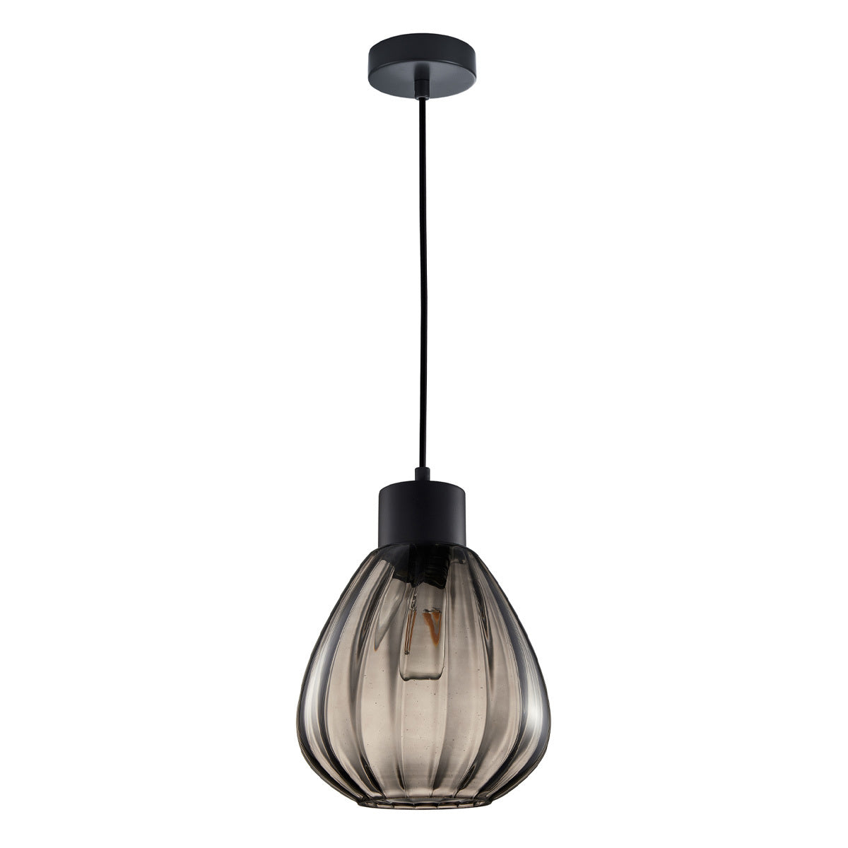 Tulip Ribbed Wine Glass Single Pendant Light