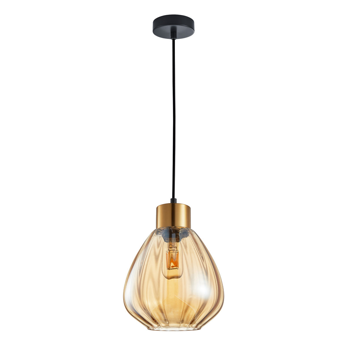 Tulip Ribbed Wine Glass Single Pendant Light