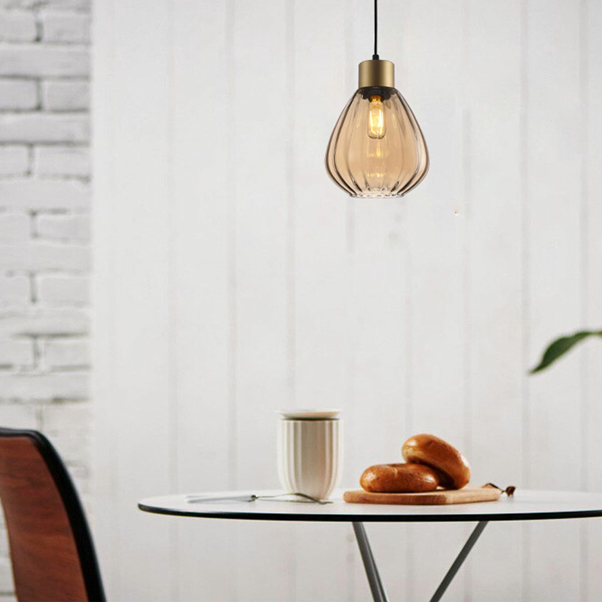 Tulip Ribbed Wine Glass Single Pendant Light