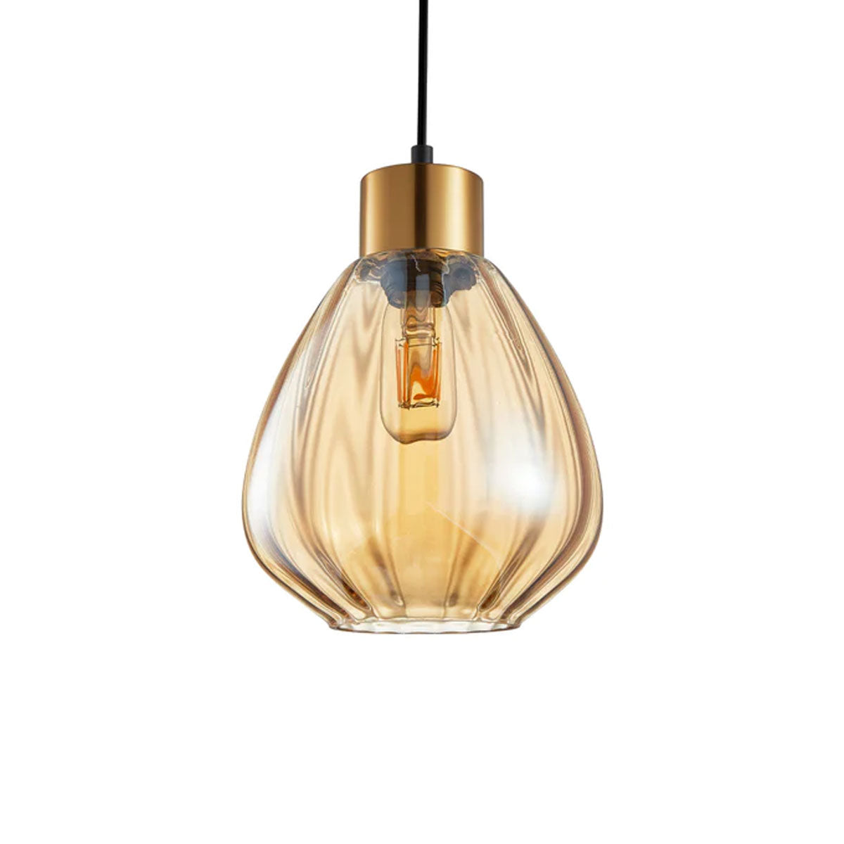 Tulip Ribbed Wine Glass Single Pendant Light