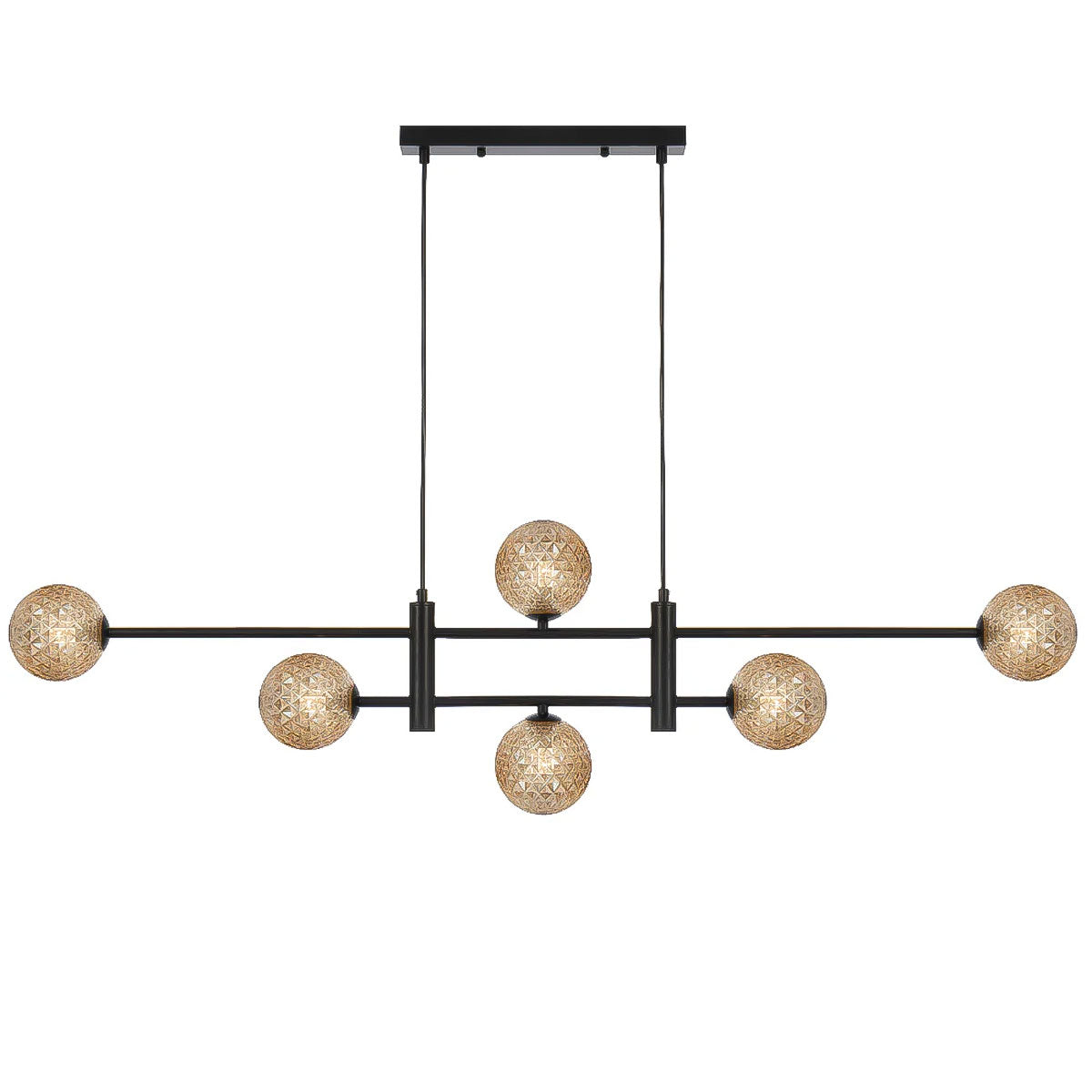 Tyson 6 Sphere Linear Light Pendant Frame - Gold