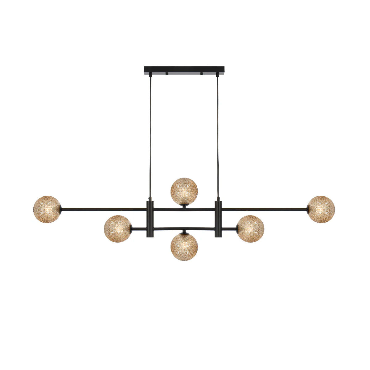 Tyson 6 Sphere Linear Light Pendant Frame - Gold