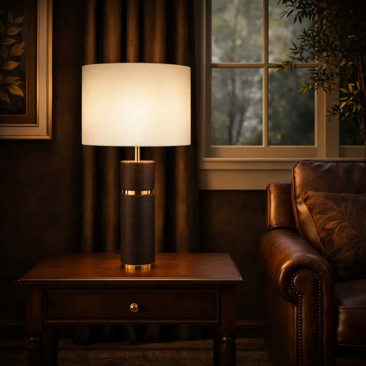 Valda Vegan Leather Table Lamp