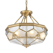 Valmont Artisan Brass Pendant Light with Handcrafted Glass Panels
