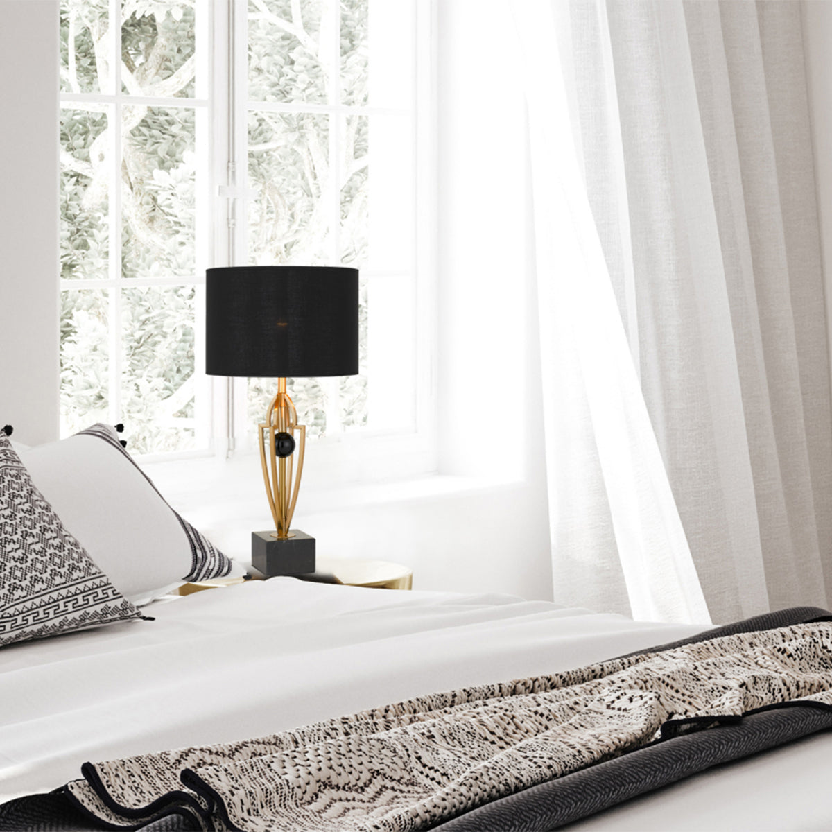 Vardo Metal Table Lamp with Marble Base