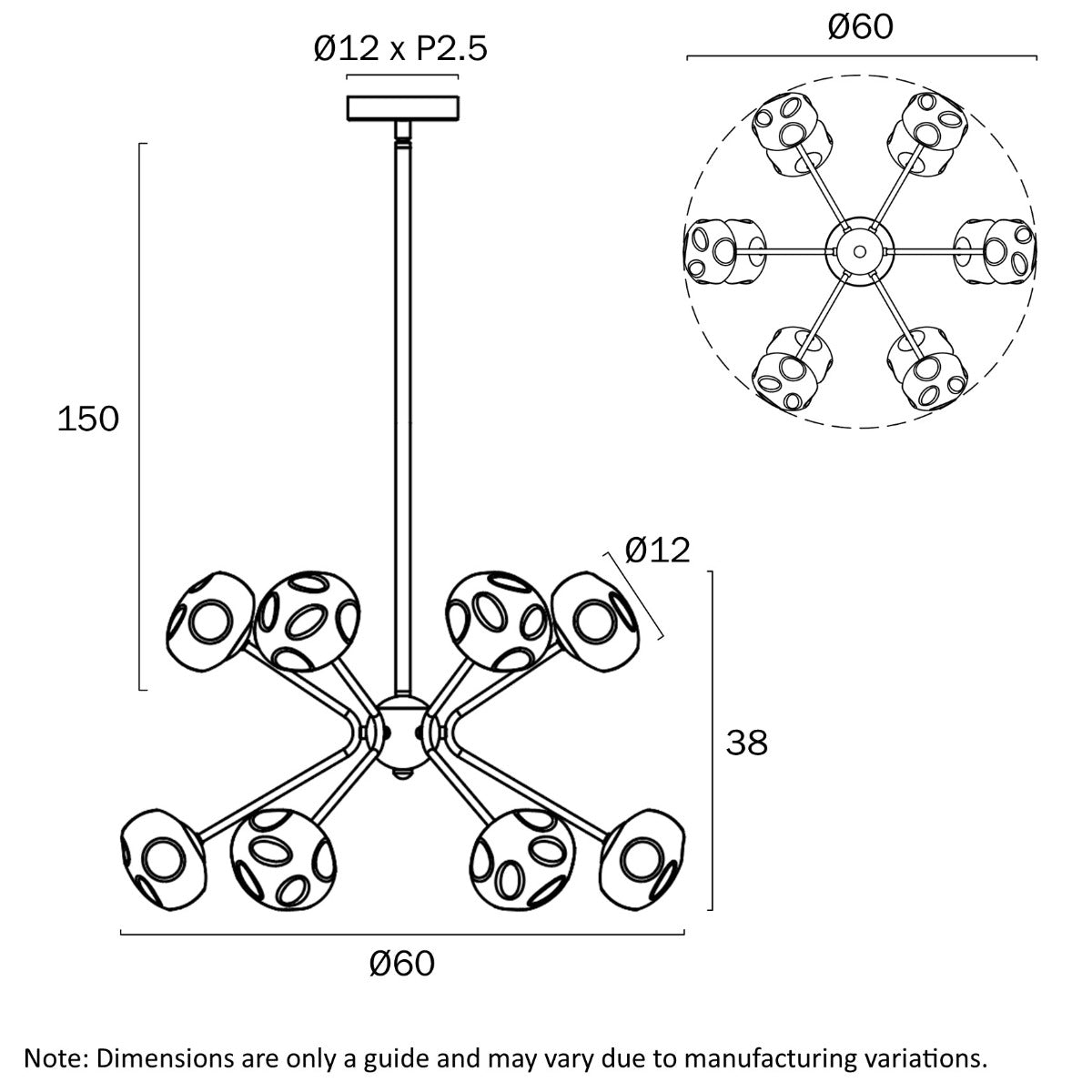 Varlin 12 Light Pendant - Art Deco Ceiling Light