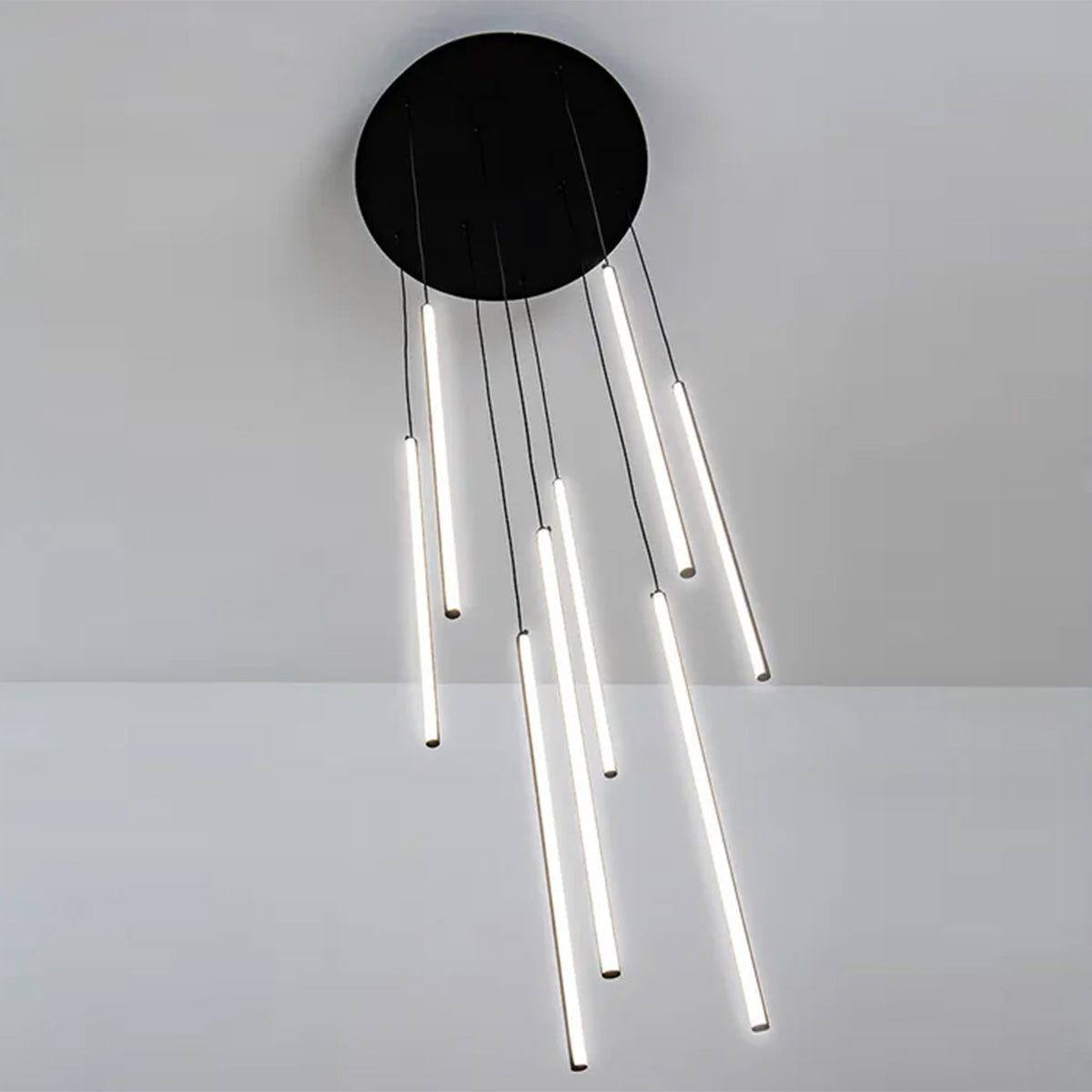 Centric Metal Modern Minimal 8 Light Drop Pendant Light - Tri-Colour
