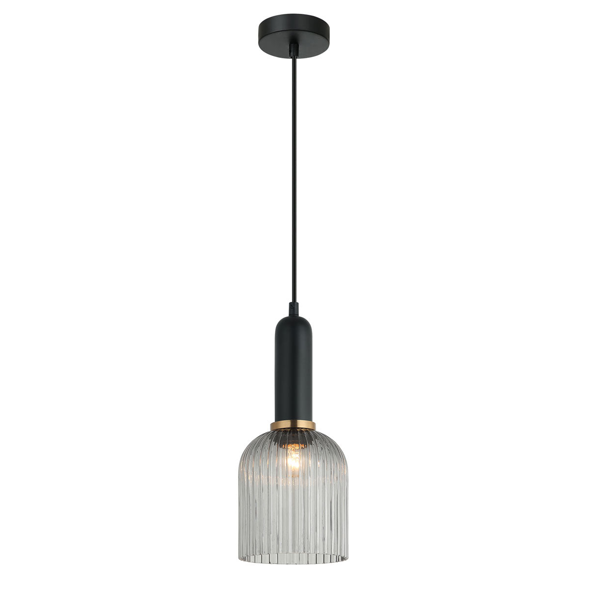 Vintaj 1 Light Interior Ellipse Ribbed Glass Pendant Light