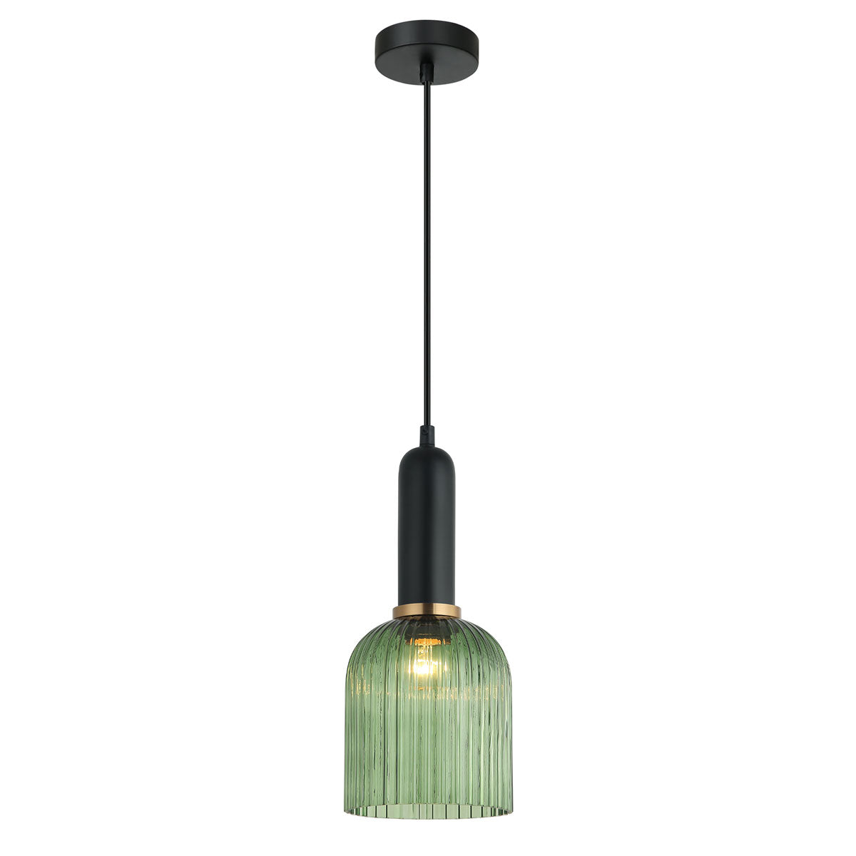 Vintaj 1 Light Interior Ellipse Ribbed Glass Pendant Light